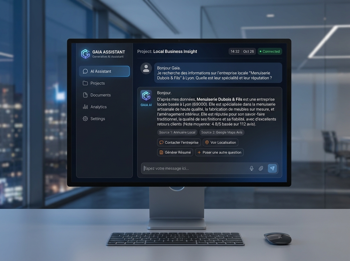 Interface of a generative AI assistant displaying a response that cites a local business.